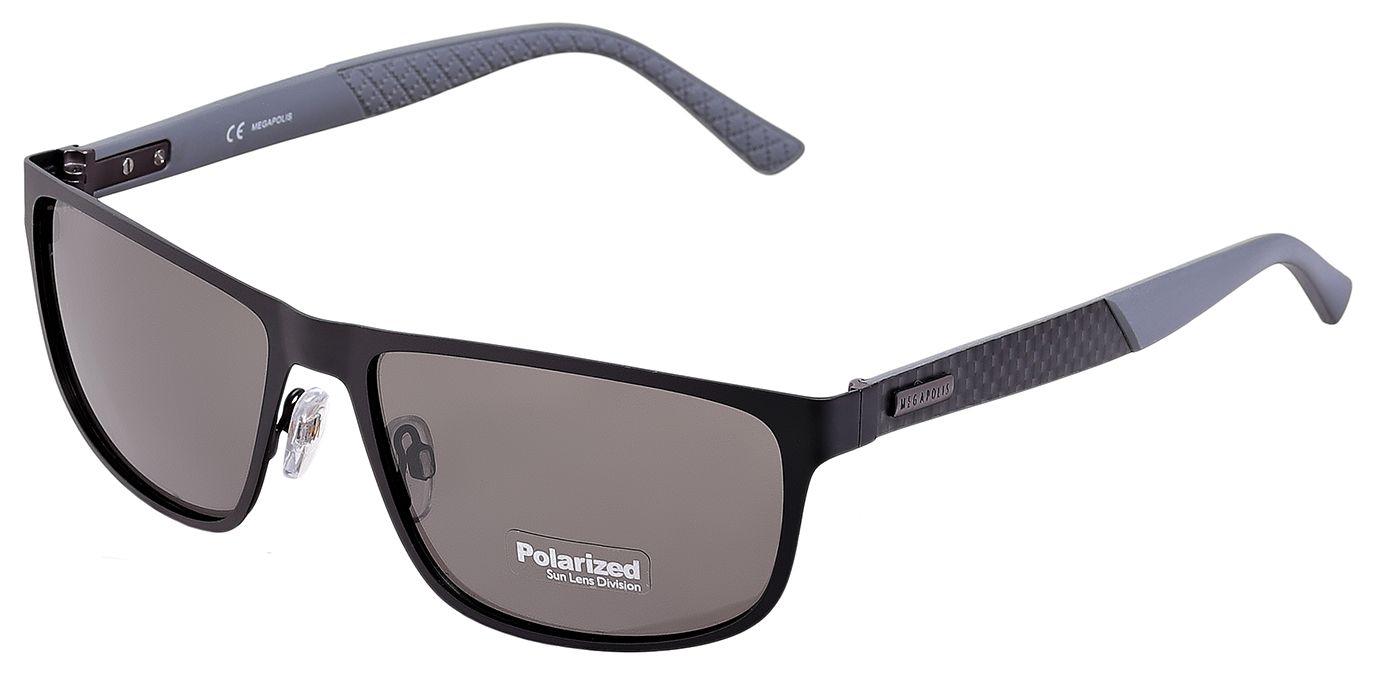 2 - Мужские солнцезащитные очки Megapolis 635 BLACK в спортивном стиле - фото сверху сбоку