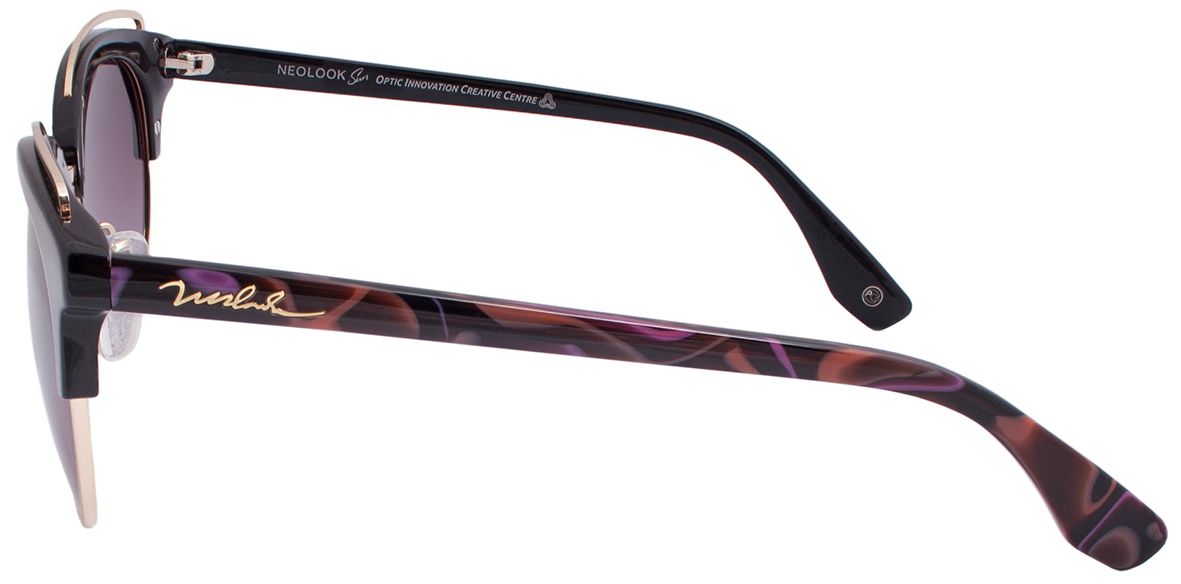 3 - Neolook 1316 c.209 - женские круглые солнцезащитные очки в оправе броулайнер - фото сбоку
