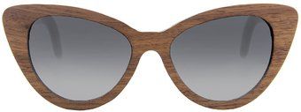 Женские солнцезащитные очки Woodeez Cat Eye в деревянной оправе светло-коричневого цвета - фото спереди