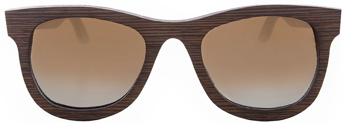 Стильные солцезащитные очки Woodeez Wayfarer (унисекс) в тёмно-коричневой оправе - фото спереди