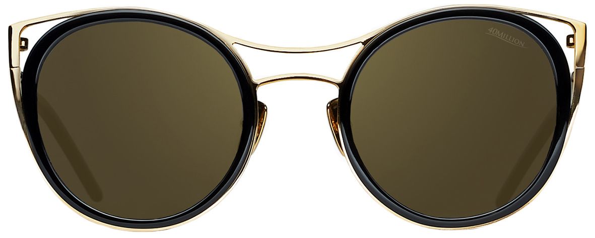 1 - Женские солнцезащитные очки 40 Million Orfe GLD/BLK 630 в оправе кошачий глаз - фото спереди