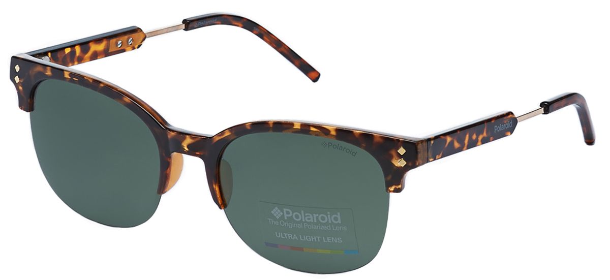 Женские солнцезащитные очки Polaroid 2131 NHO броулайнеры в черепаховой оправе - вид сверху сбоку